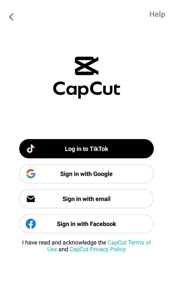 capcut-mod-apk-login-screen